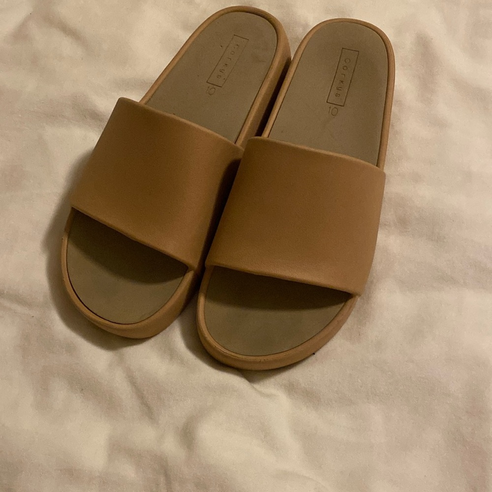 Corkys platform slides, nude tan color only worn a handful of times